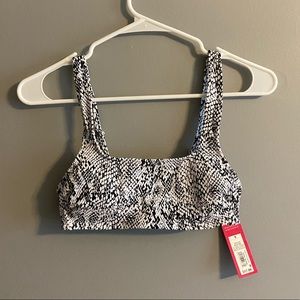 NWT Ribbed Bikini Top- Black/White Snake Print